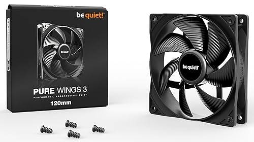 be quiet! Pure Wings 3 120mm PWM Fan, high Maximum Speed, Low Minimum Speed, optimised Fan Frame, exceptionally high air Pressure, Very Quiet Operation, Rifle Bearing, BL105 1 Count (Pack of 1) PW 3 120MM PWM
