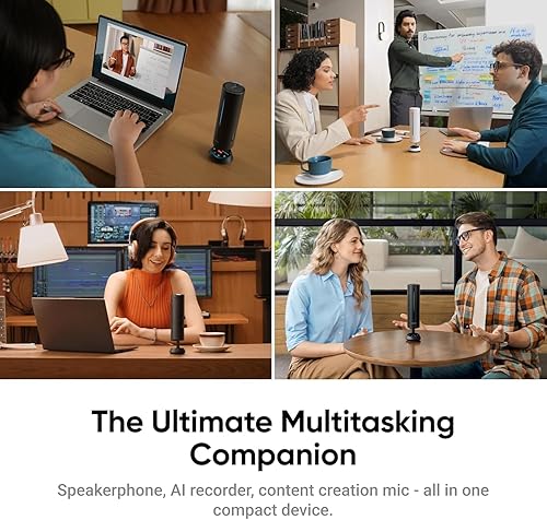 Insta360 Wave - Professional Speakerphone with AI Recording Suite,Voice Recorder, 8 Noise-Canceling Mics w/Beamforming, AI Transcript & Summary, 99 Languages, 32GB, Meetings, Podcasts, Livestreams