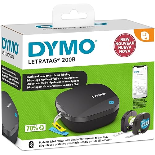 DYMO LetraTag 200B Portable Thermal Bluetooth Label Maker, 1.77 x 4.72 x 4.72