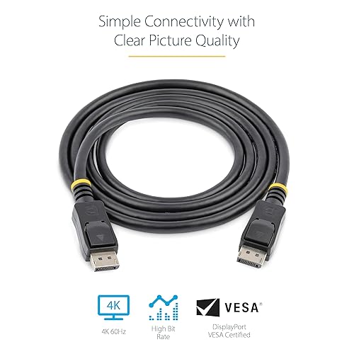 StarTech.com 0.5M Short Displayport 1.2 Cable with Latches M/M - Displayport 4K with Hbr2 Support - High Resolution Dp to Dp Cable