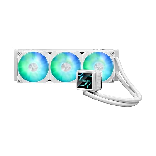 ASUS Prime LC 360 ARGB White Edition all-in-one CPU liquid cooler with special CPU contact area & finned channel, water block with infinity mirror lens options, pre-installed ARGB fans & Aura lighting Prime LC 360mm|Infinity Mirror|White|ARGB