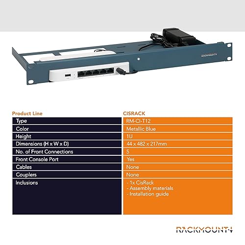 Firewall Appliance Rack Mount for Cisco Meraki - 1U Server Rack Shelf with Easy Access Front Network Connections, Properly Vented, Customized 19 Inch Rack - RM-CI-T12 by Rackmount.IT