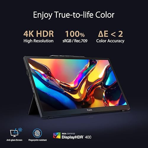 ASUS ProArt Display 15.6” 4K Pen Display (PA169CDV) – IPS, UHD (3840 x 2160), WACOM FEEL EMR, 100% sRGB, Calman Verified, PANTONE Validated, Speakers, USB-C, 10-point Touch, ASUS Dial, 3 year warranty 16 4K Touch Wacom Pen PANTONE Validated