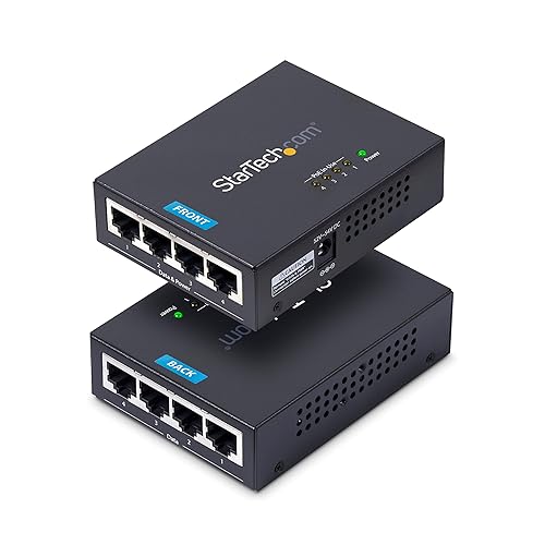 StarTech.com 4-Port Gigabit Midspan, PoE+ Injector, 802.3at and 802.3af, Wall-Mountable Power Over Ethernet Midspan, TAA