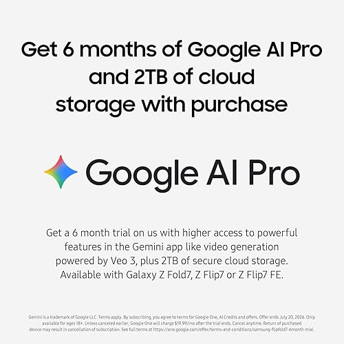 Samsung Galaxy Z Flip7 FE Cell Phone, 128GB AI Smartphone, Unlocked Android, Long Battery Life, 2025, US 1 Yr Manufacturer Warranty, Black Black 128GB Flip7 FE Phone Only