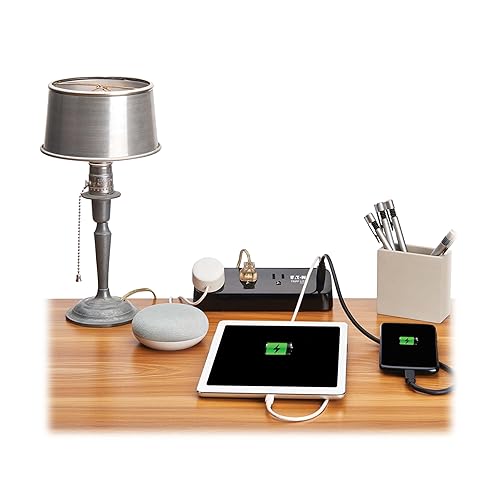 Eaton Tripp Lite series Desk Clamp Power Strip Surge Protector, 3-Outlets, 2x 30W USB-C Charging Ports, 900 Joules, 10ft Braided Flat Extension Cord, Lifetime Manufacturer's Warranty (TLP310U30CLAMPB) 3 Outlets Black (2x USB-C)