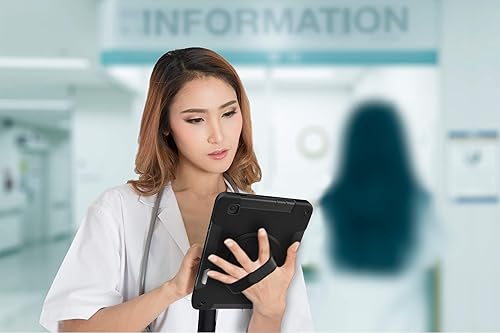 CTA Digital: Protective Case with Built-in 360-Degree Rotatable Grip Kickstand & Pen Slot for Samsung S6 Lite Tablet