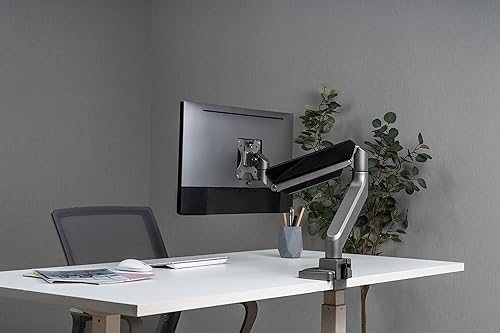 Amer Mounts - Single Heavy Duty Monitor Clamp Grommet Mount with Articulating Arm - Supports 17 - 35 Standard 49 Widescreen LED/LCD Flat Screen Display - HYDRA1HDB