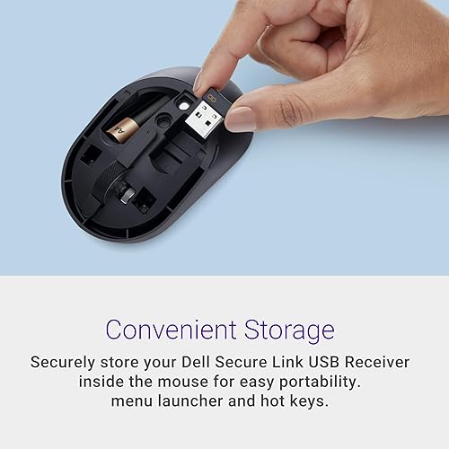 Dell MS355 Silent Mouse - Programmable scroll wheel, Secure dual-mode connectivity, Adjustable DPI, Adjustable polling rate upto 250Hz, Ambidextrous, Low battery LED indicator, 3-Year warranty - Black