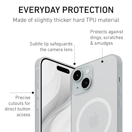 PEEL Magnetic Case for iPhone 15 (Clear) – Embedded Magnet Compatible with MagSafe, Thin Minimalist Design, Ultra Slim – Protects and Showcases Your Device Clear iPhone 15
