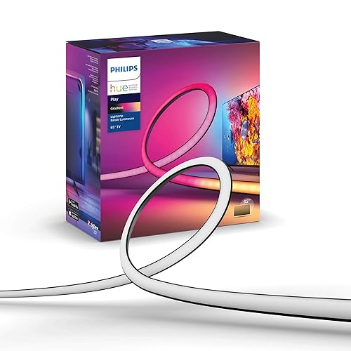 Philips Hue 65 Smart TV Light Strip - White and Colour Ambiance LED Colour-Changing TV BackLight - Sync with TV, Music, and Gaming - Requires Bridge and Sync Box - Control with App or Voice Assistant