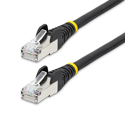 StarTech.com 6in CAT6a Ethernet Cable - Low Smoke Zero Halogen (LSZH) - 10 Gigabit 500MHz 100W PoE RJ45 S/FTP Black Network Patch Cord Snagless w/Strain Relief (NLBK-6IN-CAT6A-PATCH)