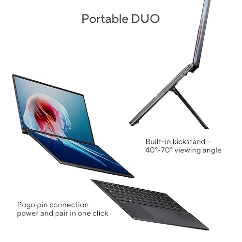 ASUS Zenbook Duo (2025), AI, Dual 14” WUXGA OLED Touch Laptop, Intel Evo, Intel Core Ultra 9 285H CPU, Intel Arc, 16GB RAM, 1TB SSD, Wi-Fi 7, Windows 11 Home, Inkwell Gray, UX8406CA-DS91T-CA