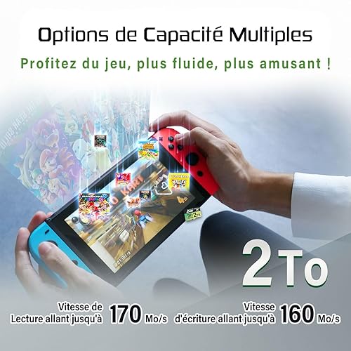 AGI 2TB TF138 MicroSD Memory, High-Capacity Storage Suit for Gaming. MicroSDXC A2 U3 V30 4K UHS-I U3 (Read Speed up to 170 MB/s, Write Speed up to 160 MB/s) with SD Card Adapter