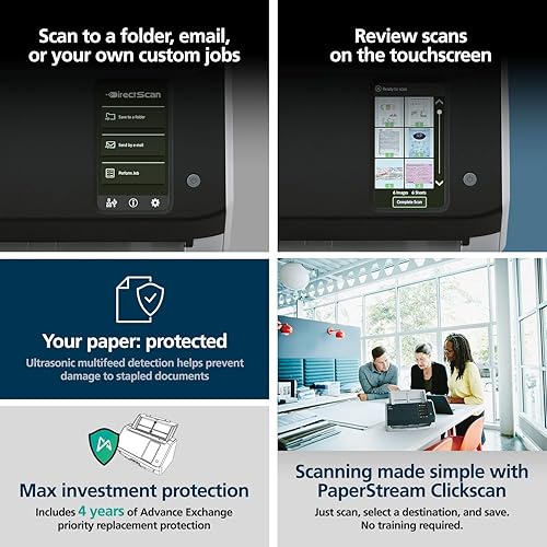 RICOH fi-8040 Premium Fast Front Office & Desktop Document, Receipt, ID Card Scanner with 50 Page Auto Feeder and PC-Less DirectScan Network Scanning Capability with 4-Year Advance Exchange Warranty