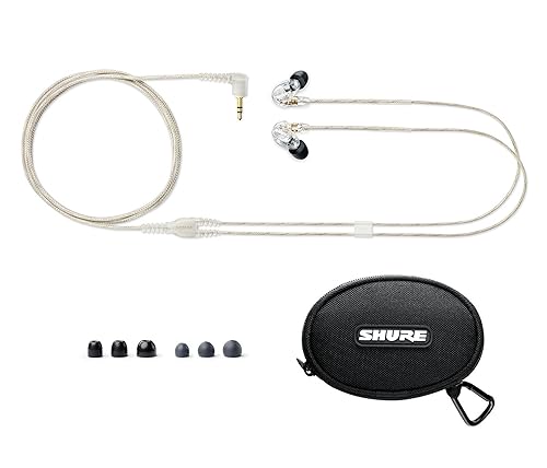 Shure SE215 PRO Wired Earbuds -Professional Sound Isolating Earphones, Clear Sound & Deep Bass, Single Dynamic MicroDriver, Secure Fit In Ear Monitor, plus Carrying Case & Fit Kit - Clear (SE215-CL)