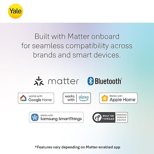 Yale Ash Keyed Deadbolt Smart Lock with Google Matter, YRD510-MT1-ASH