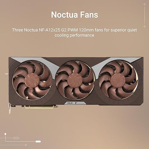ASUS GeForce RTX™ 5080 16GB GDDR7 Noctua OC Edition (Three Noctua NF-A12x25 G2 PWM 120mm Fans, 16GB DDR7, Optimized Vapor Chamber, Phase-Change GPU Thermal pad, 0dB Technology, Dual BIOS and More) Noctua RTX5080|OC