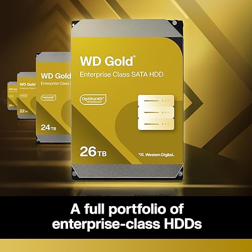 Western Digital 26TB WD Gold Enterprise Class SATA Internal Hard Drive HDD - 7200 RPM, SATA 6 Gb/s, 512 MB Cache, 3.5 - WD261KRYZ