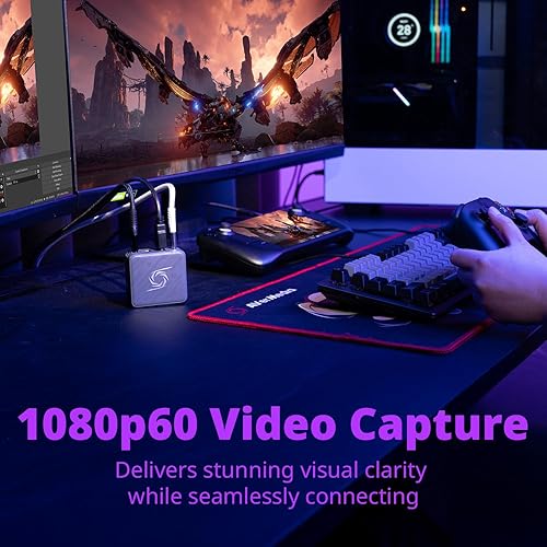 AVerMedia Capture Card for Streaming, 1080p60 HDMI, Portable Charger for Nintendo Switch, 100W GaN Fast Charging USB C Hub, TV Docking Station with 4K60 HDMI, Compatible with iPhone, iPad, Laptop, PC