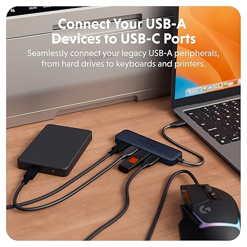 Hyper Drive 4 Port USB A to USB C Hub. Connect Devices w/ 4 Fast USB-A Ports, 5Gbps Data Transfer Speed USB A and C Hub. Plug-and-Play Hyper USB C Hub. Made with EcoSmart Recycled Materials.