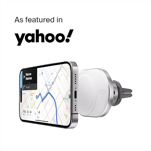 Belkin MagSafe-Compatible Wireless Car Charger 15W, Fast Charging Wireless Charger - Powerful Magnetic Vent Holder for iPhone 17, 16, 15, 14, 13 Series, Pixel 10, Secure Car Phone Mount - White Charging Mount