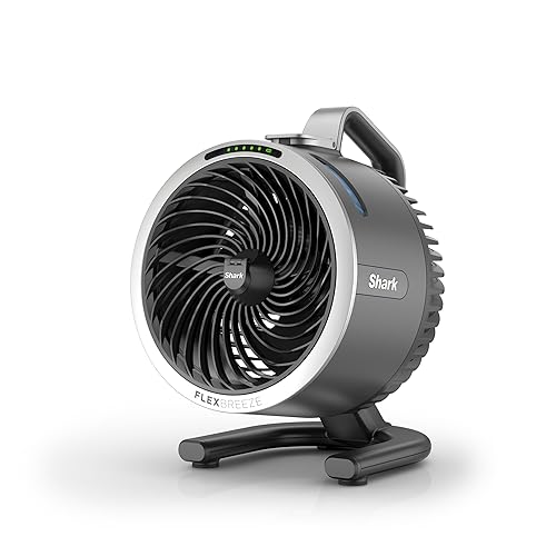 Shark FlexBreeze HydroGo Fan — Ultra-powerful portable fan that mists indoors & outdoors. Over 70 feet of reach, corded & cordless with up to 12-hr. battery, 5 speeds, & evaporative misting, Grey