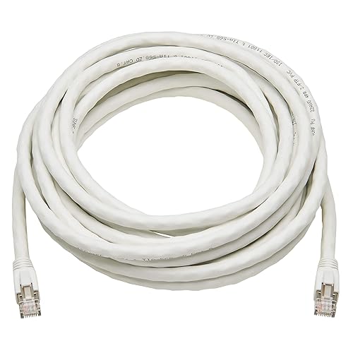 Tripp Lite Cat8 Snagless Ethernet Cable with RJ45 Connector, 25G40G Certified Network Patch Cable, 22 AWG SFTP, PoE, White, 40 ft. (N272-040-WH)