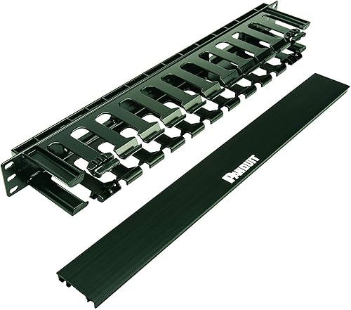 Panduit WMPFSE Horizontal Cable Manager, Black, 1 RU, Black