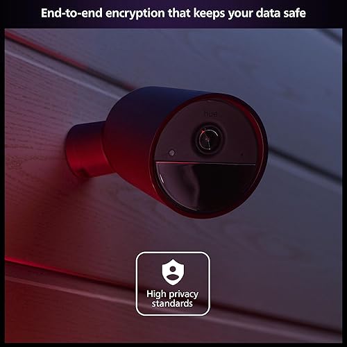 Philips Hue Secure Battery-Powered Smart Home Security Camera, Black - 1 Pack - 1080P HD Video - Night Vision - Motion Detection - Two-Way Talk - Indoor/Outdoor - Weatherproof - Works with Hue App