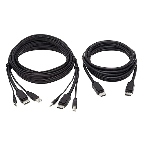 TRIPP LITE P783-010-DP Tripp Lite Dual DisplayPort KVM Cable Kit - DP, USB, 3.5 mm Audio (3xM/3xM) + DP (M/M), 4K, 4:4:4, 10 ft., Black,