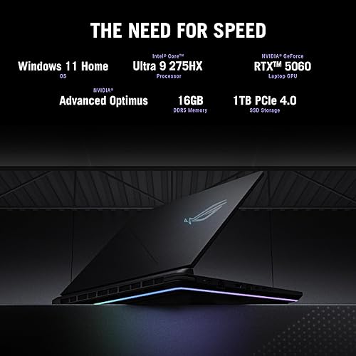 ASUS ROG Strix G16 (2025) Gaming Laptop, 16” ROG Nebula 16:10 2.5K 240Hz/3ms, NVIDIA® GeForce RTX™ 5060, Intel® Core™ Ultra 9 275HX, 16GB, 1TB, G615LM-DS94