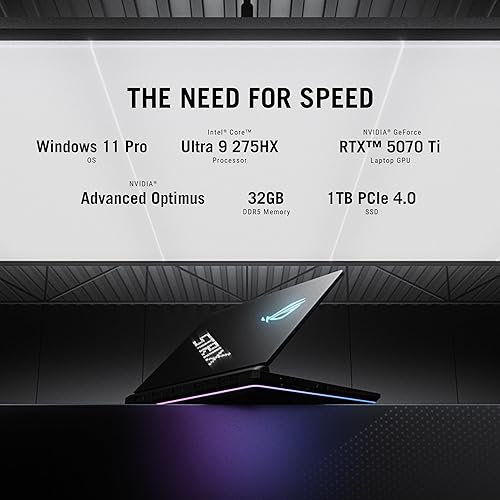 ASUS ROG Strix Scar 18 (2025) Gaming Laptop, 18” ROG Nebula HDR 16:10 2.5K 240Hz/3ms, NVIDIA GeForce RTX 5070Ti, Intel Core Ultra 9 HX, 32GB, 1TB PCIe, G835LR-XS96
