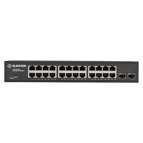 Black Box Gigabit Ethernet Managed Switch - (24) RJ-45, (2) SFP - 24 Ports - Manageable - TAA Compliant - 2 Layer Supported - Modular - Twisted Pair, Optical Fiber - 1U High - Desktop, Rack-mountable