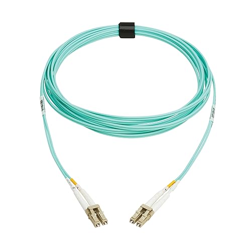 Tripp Lite Eaton Fiber Patch Cable, 10 Meters / 32.8 Feet, LC to LC Fiber Optic Cable, 100Gb OM4 Multimode Duplex, 50/125um, Aqua, TAA Compliant, Lifetime Manufacturer's Warranty (N820-10M-OM4TAA)