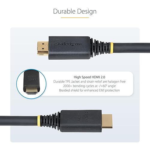 StarTech.com 30ft (9.1m) Active High Speed HDMI Cable, 4K 60Hz/1440p 144Hz, 18Gbps, UHD HDMI 2.0 Cord, TPE Jacket
