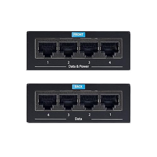 StarTech.com 4-Port Gigabit Midspan, PoE+ Injector, 802.3at and 802.3af, Wall-Mountable Power Over Ethernet Midspan, TAA