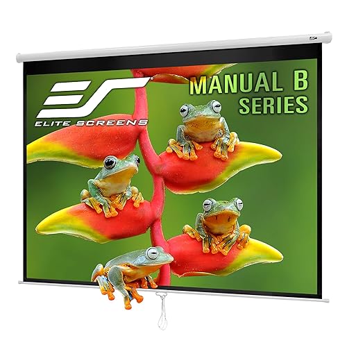 Elite Screens Manual B Series, 100-inch Diagonal 4:3, Pull Down Projection Manual Projector Screen with Auto Lock, M100V, White, 4:3, 100-inch