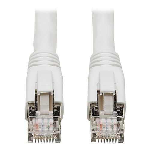 Tripp Lite Cat8 Snagless Ethernet Cable with RJ45 Connector, 25G40G Certified Network Patch Cable, 22 AWG SFTP, PoE, White, 40 ft. (N272-040-WH)