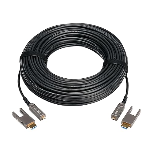 Tripp Lite Long Distance 8K HDMI Fiber Active Optical Cable (AOC), 98 Feet / 30 Meters, Detachable Connectors for Micro-HDMI, UHD 8K@60Hz, HDR, HDCP 2.3, Black, 3-Year Warranty (P568FMM-30M-8K6)