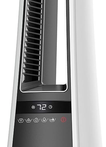 Lasko Oscillating Bladeless Ceramic Tower Space Heater for Home with Enhanced Safety, Adjustable Thermostat, Filter, Timer and Remote Control, 27 Inches, Silver, 1500W, AW300