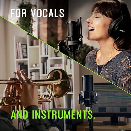 Shure SM4 Studio Recording Microphone, XLR Home Studio Condenser Mic Optimized for Soft Vocals to Loud Instruments with Mix-Ready Audio - All-Metal Construction (SM4-K) SM4 Only