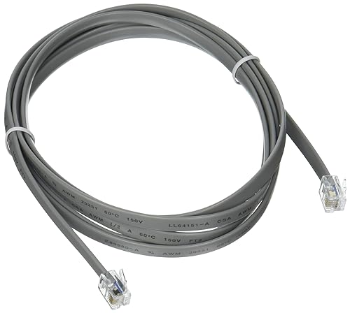C2G 09598 RJ12 6P6C Straight Modular Cable, Silver (7 Feet, 2.13 Meters)