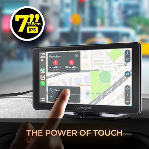 GekoGear Orbit C110 Wireless Carplay & Android Auto with 1080p Dash Cam, 7 Inch Portable Carplay Screen with 1080p Backup Camera, Car Audio Receivers with GPS Navigation, Bluetooth, Mirror Link