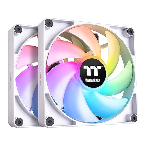 Thermaltake CT120 ARGB Sync PC Cooling Fan White (2-Fan Pack), 5V Motherboard Sync, 16.8 Million Colors 9 Addressable LEDs, 120 mm Hydraulic Bearing Case/Radiator Fan, CL-F153-PL12SW-A ARGB 120mm White
