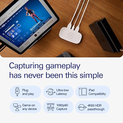 Elgato Game Capture Neo – USB Portable Capture Card 4K60 HDR Passthrough, 1080p60 Video Recording – For PS5 Xbox Nintendo Switch 2 - OBS, Quicktime and more - Plug & Play Works on Laptop PC Mac iPad