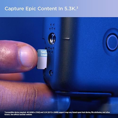 1TB SanDisk Creator microSD UHS-I Card with SD Adapter - Up to 190MB/s, 4K, 5.3K, Micro SD Card - SDSQXAV-1T00-GN6MS microSD Card 1TB