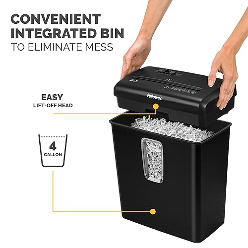 Fellowes Powershred P-30C 6-Sheet Cross-Cut(4-Gallon bin) Deskside Paper Shredder, Black