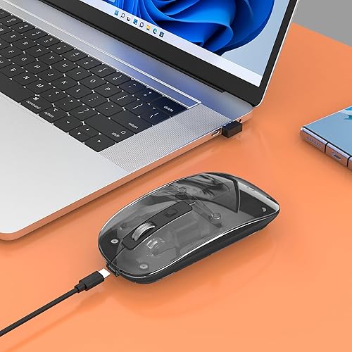 Manhattan 190268 mouse Wireless Optical 800-1600 dpi with Micro USB Receiver Black Transparent Black