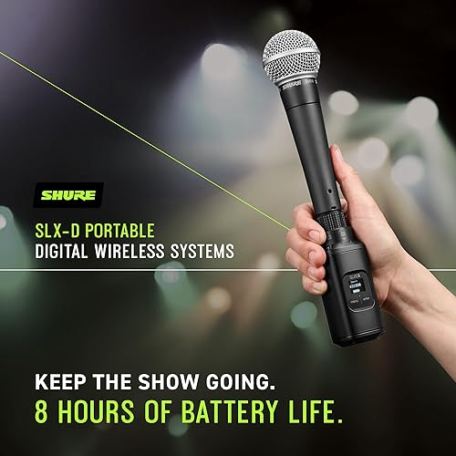 Shure SLXD15 Portable Digital Wireless Bodypack System with SLXD1 Bodypack Transmitter and SLXD5 Single-Channel Portable Receiver - Microphone/Instrument Cable Sold Separately | G58 Band (SLXD15-G58) G58 Band (470-514 MHz)